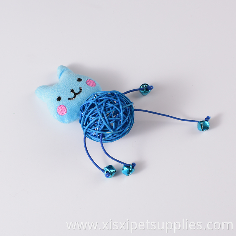 christmas cat toy animal shape rattan toy for pet cat with bell